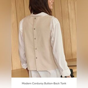 Pact Modern Corduroy Button Back Tank Sandshell Women’s L
